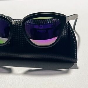 Diff Eyewear Black Sunglasses with Green and Purple Lenses